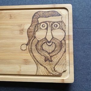 WOODSMAN SANTA Cutting board charcuterie woodburned in our art studio
